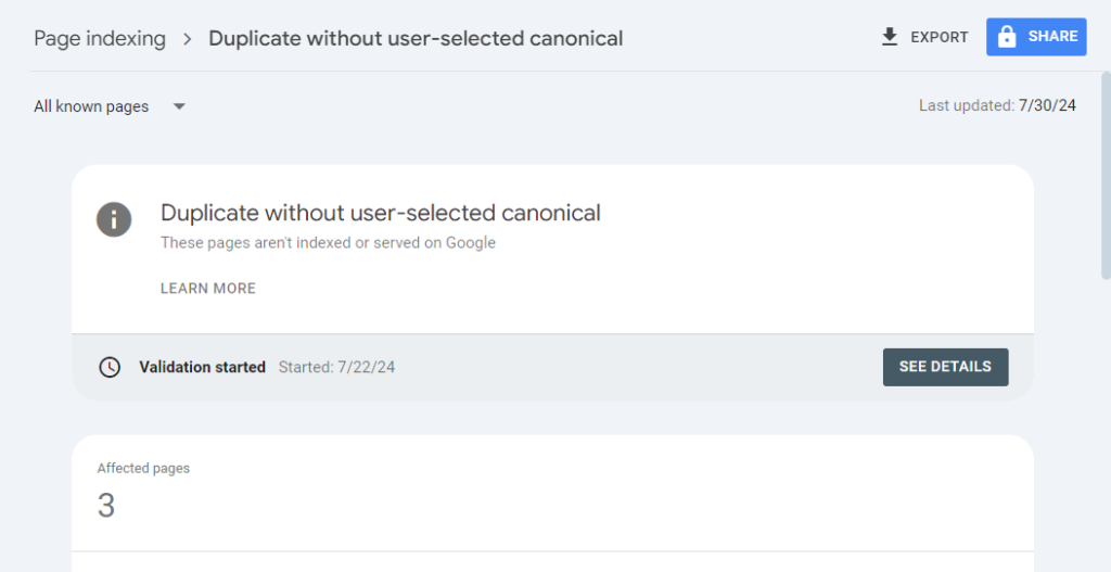 Duplicate Without User-Selected Canonical